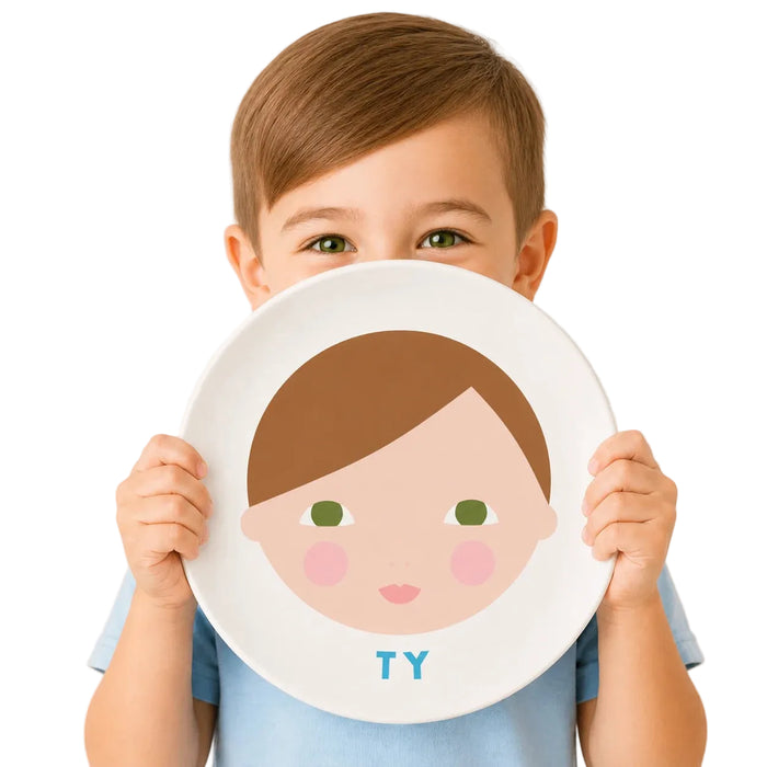 Personalized Boy Paper Doll Melamine 10" Dinner Plate for Kids 