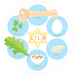 Seder plate with symbolic items and 'LILA' written on a white background