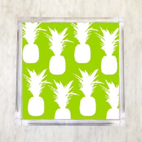 Lime green and white Pineapple Silhouettes Luncheon Napkins