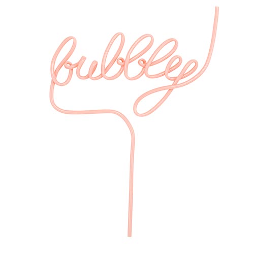 Pink 'bubbly' cake topper on a white background