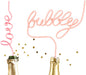 Decorative wire sign with 'bubbly' text and champagne bottles on a white background