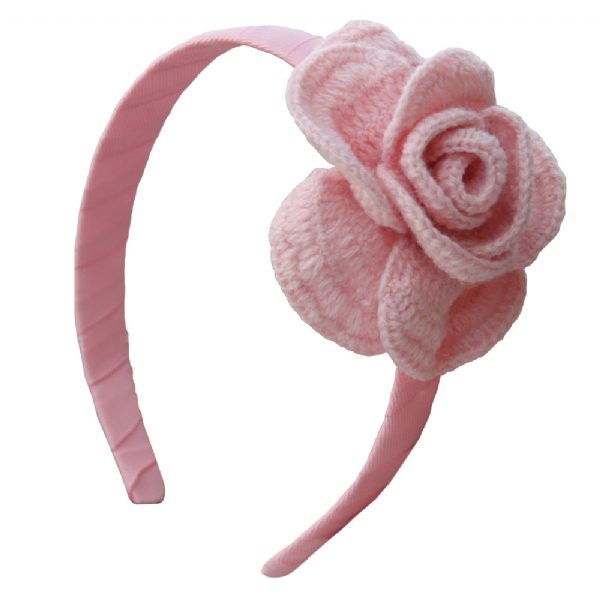 Pink crocket rose on a pink headband