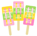 Three colorful popsicle-shaped thank you cards with text on a white background