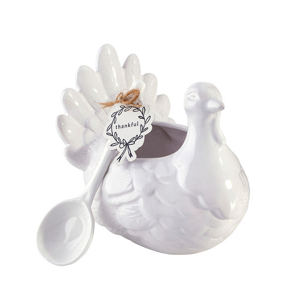 Ceramic Turkey Gravy Boat + Spoon