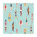 Riviera Swimmers cocktail napkins featuring colorful illustrated swimmers on teal background