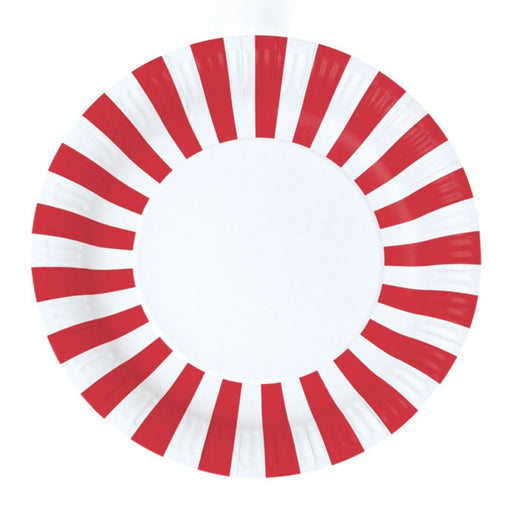 Red and White Stripe Paper Plates