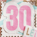 30th White and Pink Die Cut Paper Napkins