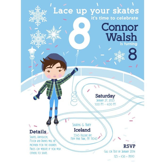 Ice Skating Boy Invitation - File to Upload