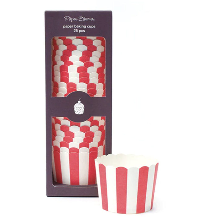 Red and White Stripe Baking Cups