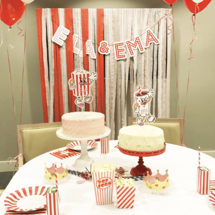 Retro Cinema Popcorn or Soda Pop Cake Toppers - Custom File