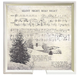 Sheet music for 'Silent Night, Holy Night' with a Christmas scene illustration on a napkin.