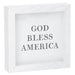 White framed sign with 'GOD BLESS AMERICA' text on a white background