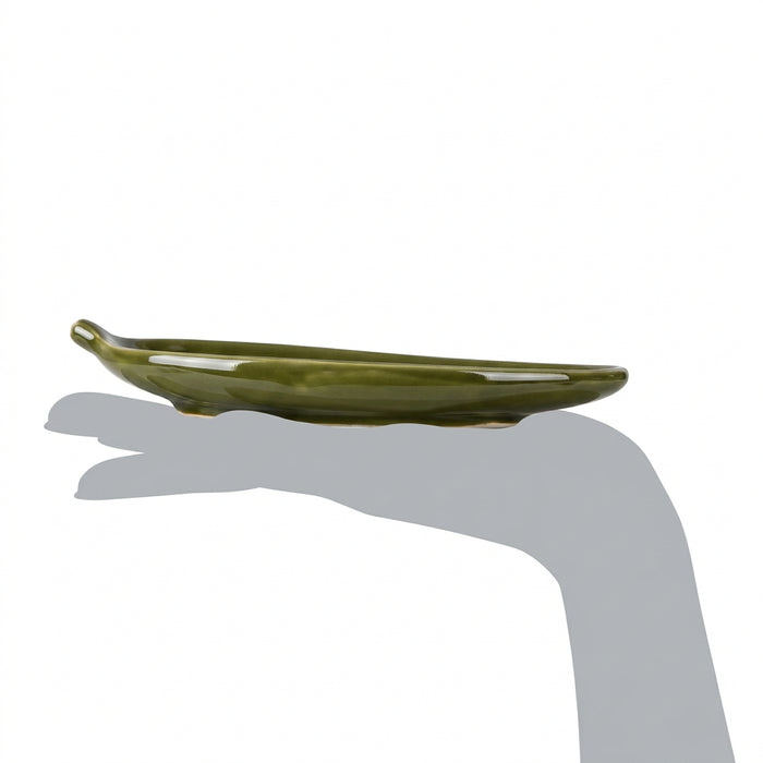 A small Olive Green Acron Plate with a glossy dark olive green body and a textured, raised brown cap.
