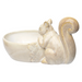 A ceramic Squirrel Candy Dish shaped like a sitting squirrel, featuring a textured cream and light brown glaze on a white background.