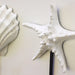 Decorative white starfish and shell wall art on a light background
