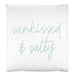 sunkissed and salty embroidered coastal euro pillow in cotton slub fabric with blue stitching