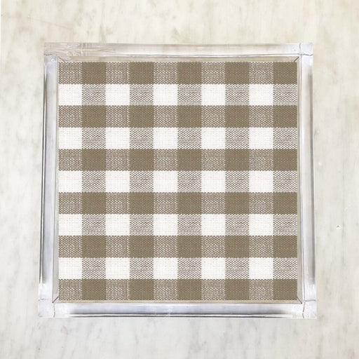 Taupe Grey Gingham Luncheon Napkins