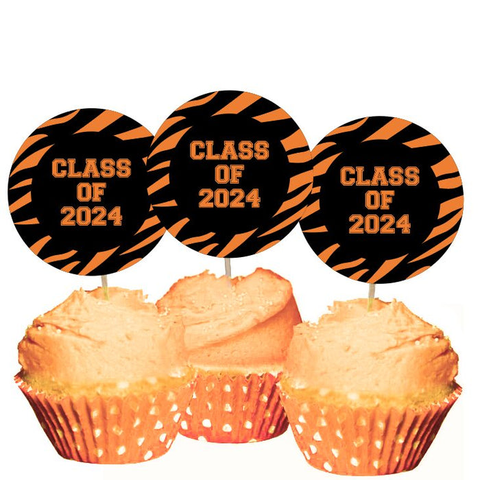 Tigers Graduation Cupcake Toppers  – Instant Download Jpeg File