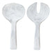 Two white Resin  salad servers on a white background