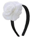 White crocket rose on a black headband