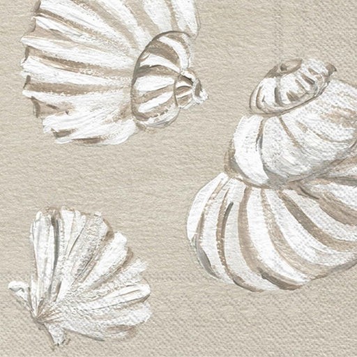 White shells cocktail napkins on a beige background