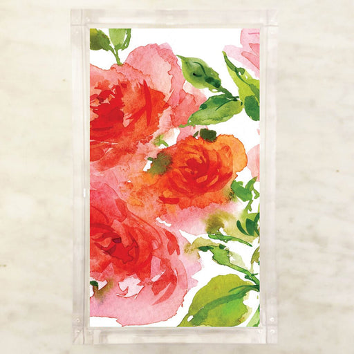 Floral design with pink, orange, and green flowers on a white background paper napkins guest