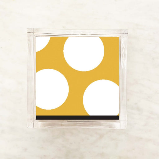 Honey yellow, white, and black polka dot cocktail paper napkins, 5 x 5 inch, set of 2 packs