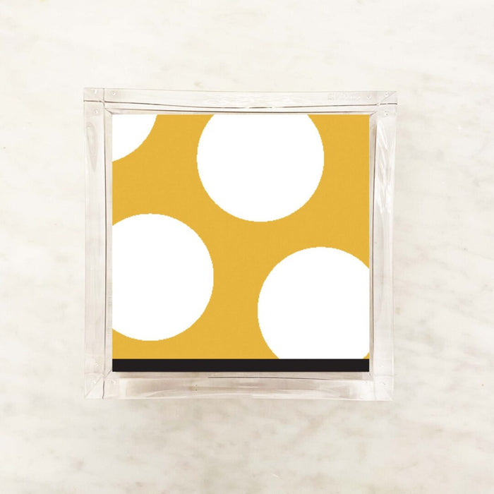 Honey yellow, white, and black polka dot cocktail paper napkins, 5 x 5 inch, set of 2 packs