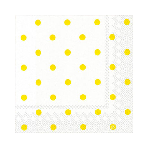 Yellow and White Polka Dot Cocktail Napkins