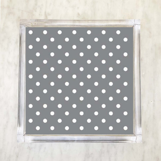 Metallic Silver and White Small Polka Dot Luncheon Napkins