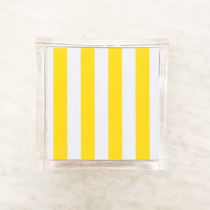 Yellow and White Wide Stripes Cocktail Napkins – 1 Packet