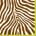 Zebra brown and white luncheon paper napkins with a thin lime border, ideal for adding a stylish touch to any dining occasion