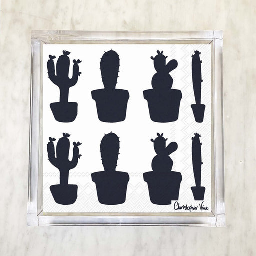 Black Cactus Garden Luncheon Napkins