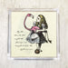 Alice in Wonderland Flamingo Luncheon Paper Napkin — vintage illustration of Alice holding flamingo croquet mallet with story quote