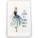 White cocktail towel with vintage woman artwork and the phrase An Attitude Is A Terrible Thing To Waste