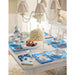 Azure blue paper plates used in an elegant table setting