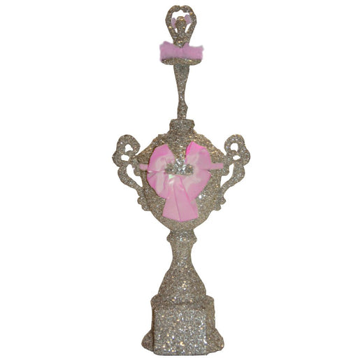 Handmade sterling silver glitter ballerina trophy with pink tulle – dance recital keepsake gift from Modern Lola