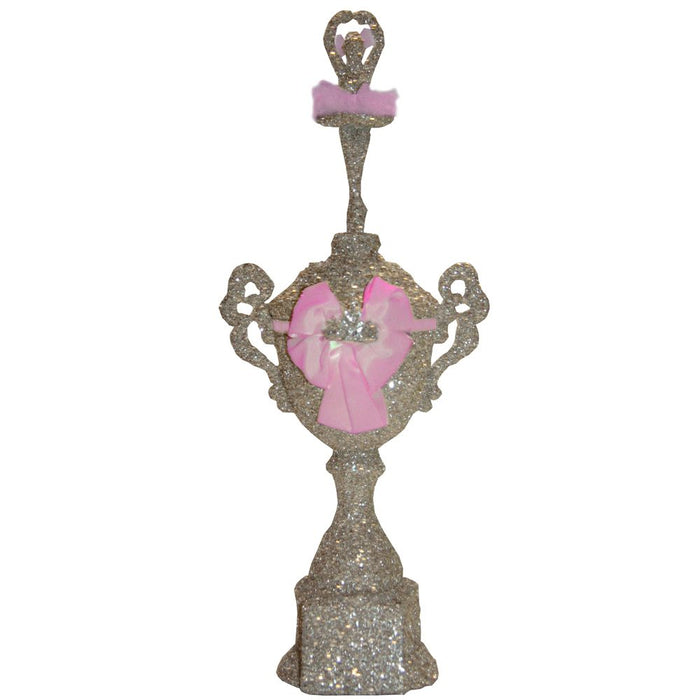Handmade sterling silver glitter ballerina trophy with pink tulle – dance recital keepsake gift from Modern Lola