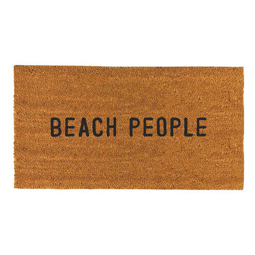 Natural coir Beach People doormat with black lettering and rubber backing