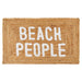 Natural jute Beach People doormat with white lettering for coastal entryway decor