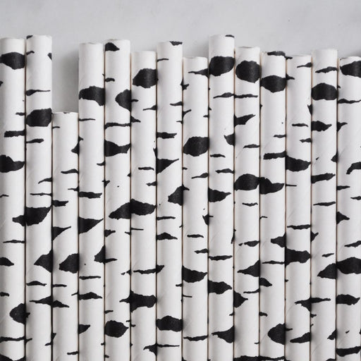 Birch wood print paper straws set of 23 — eco-friendly party supplies from Modern Lola