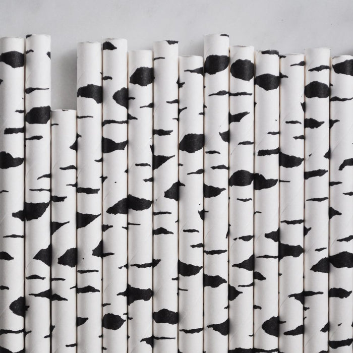 Birch wood print paper straws set of 23 — eco-friendly party supplies from Modern Lola