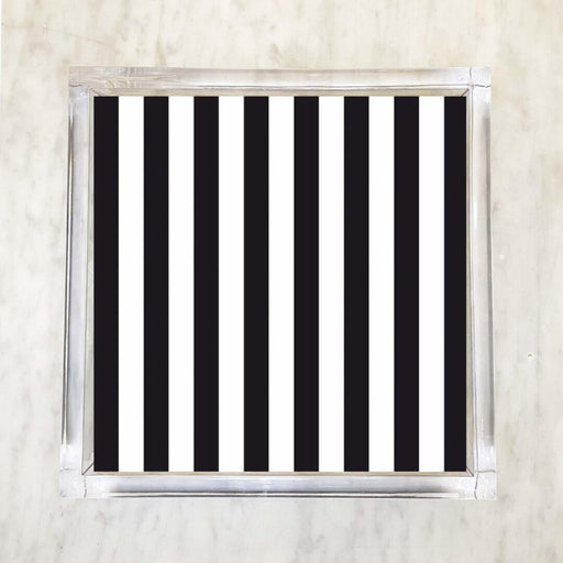 Narrow Black and White Stripes Luncheon Napkins