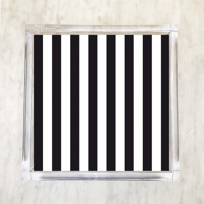 Narrow Black and White Stripes Luncheon Napkins