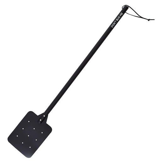 Black Don’t Bug Me fly swatter with leather head and hanging loop