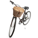 Cambridge wicker bicycle basket with removable lid, side angle view on vintage bike