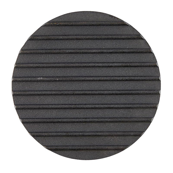 Cast Iron Meat Press for Smash Burgers — close-up of ridged cast iron cooking surface detail