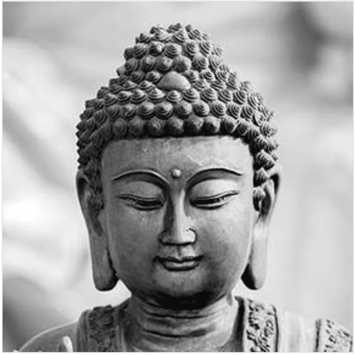 Decoupage Buddha Head Paper Napkin — black and white close-up of Buddha head sculpture print