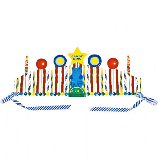 Dylan's Candy Bar gummy bear die-cut birthday crown with satin ribbon tie, candy print