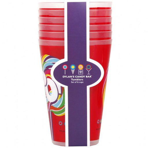 Red 14 oz reusable tumbler with rainbow lollipop POP print, Dylan's Candy Bar

